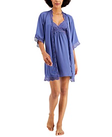 Chiffon Wrap & Chemise Nightgown, Created for Macy's