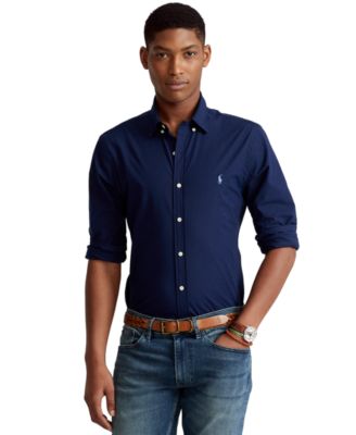 striped stretch blue shirt