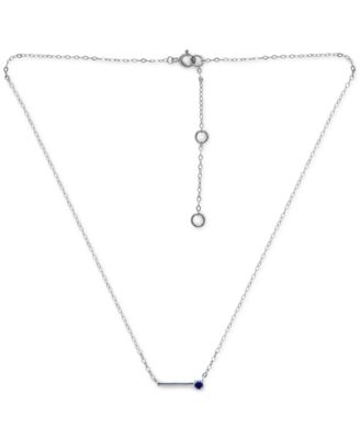 Imitation Sapphire Polished Bar Necklace, 16" + 2" extender, (Also in Lab-Grown Ruby), Created for Macys