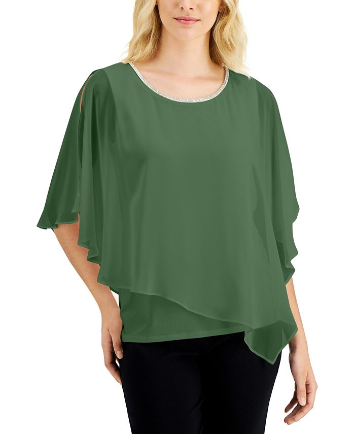JM Collection Rhinestone SheerOverlay Top, Created for Macy's Macy's