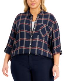 Plus Size Plaid Button Down Top