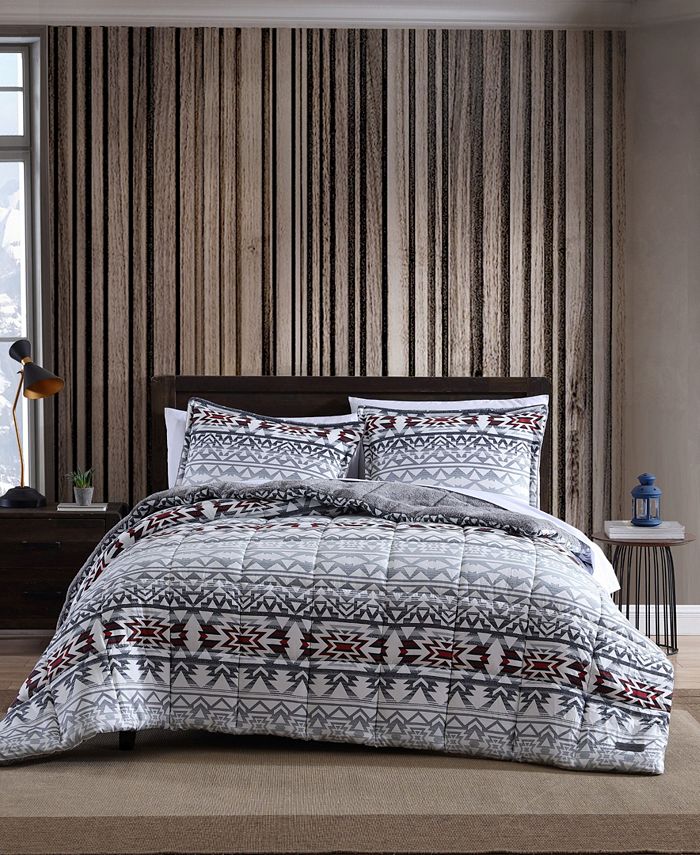 Eddie Bauer Clyde Hill Stripe Micro Suede Comforter Set, King, 2 Piece