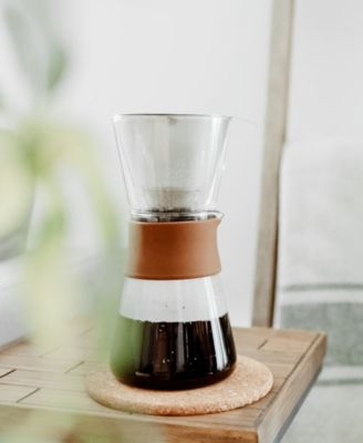 Amsterdam Pour Over Coffee Maker with Double Layer Permanent Stainless Steel Coffee Filter, 28.7 fl oz Capacity