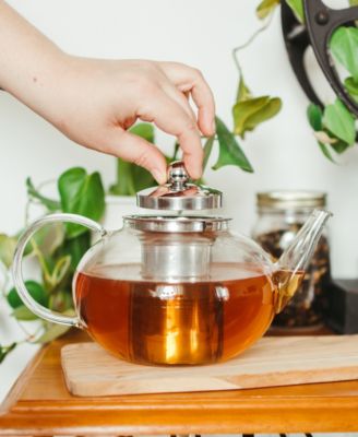 Joliette Hand Blown Glass Teapot with Stainless Steel Infuser, 42 fl oz Capacity