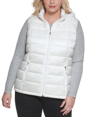 womens white vest with fur hood