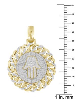 Diamond Hamsa Hand Chain Link Disc Pendant (1/2 ct. t.w.) in 10k Gold