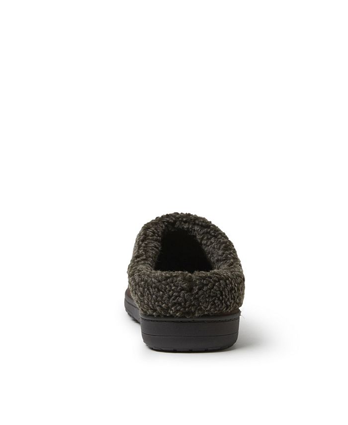 Dearfoams Men's Bradley Indoor Outdoor Velour Moc-Toe Clog Slippers
