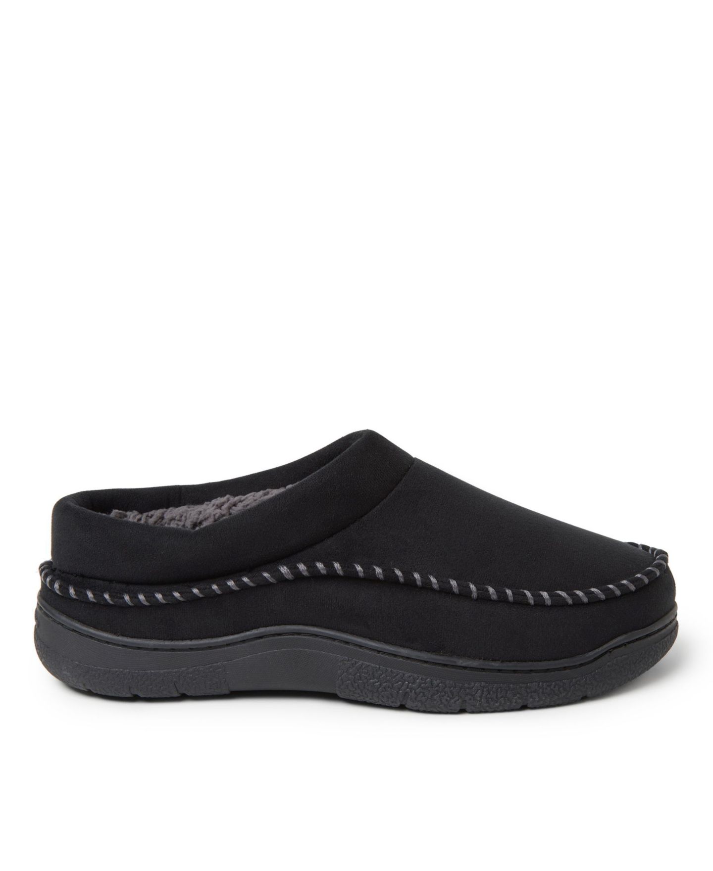 Мужские тапочки Dearfoams Thompson Moccasin Toe Clog House Shoe Slipper, цвет: Чёрный — фото 2