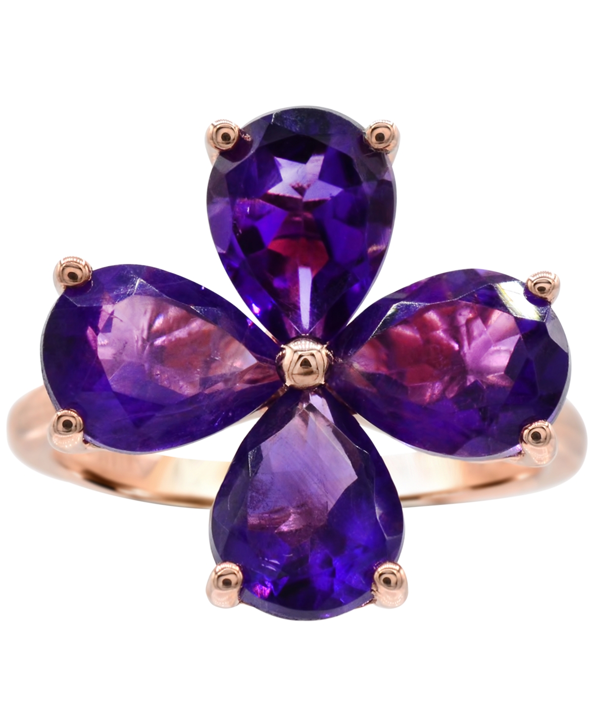 Flower Statement Ring (3-1/20 ct. t.w.) in 14K Rose Gold-Plated Sterling Silver - Amethyst