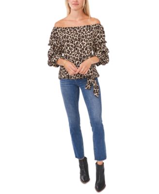 Vince Camuto Leopard-Print Off-The-Shoulder Top