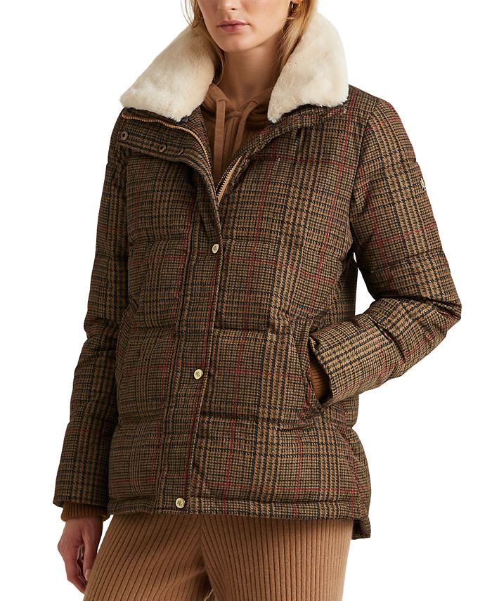 Lauren Ralph Lauren Faux Fur-Collar Plaid Puffer Coat & Reviews - Coats &  Jackets - Women - Macy's