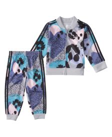 Baby Girls Zip Front Printed Tricot Jacket and Joggers, 2 Piece Set