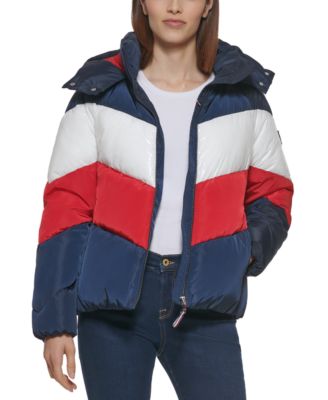 Women's Colorblocked Hooded Puffer Coat, Created for Macy's