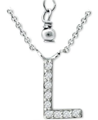 Cubic Zirconia Initial Pendant Necklace, 16" + 2" extender, Created for Macy's