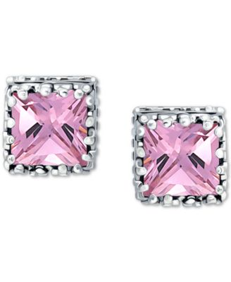 Cubic Zirconia Princess Stud Earrings in Sterling Silver, Created for Macy's