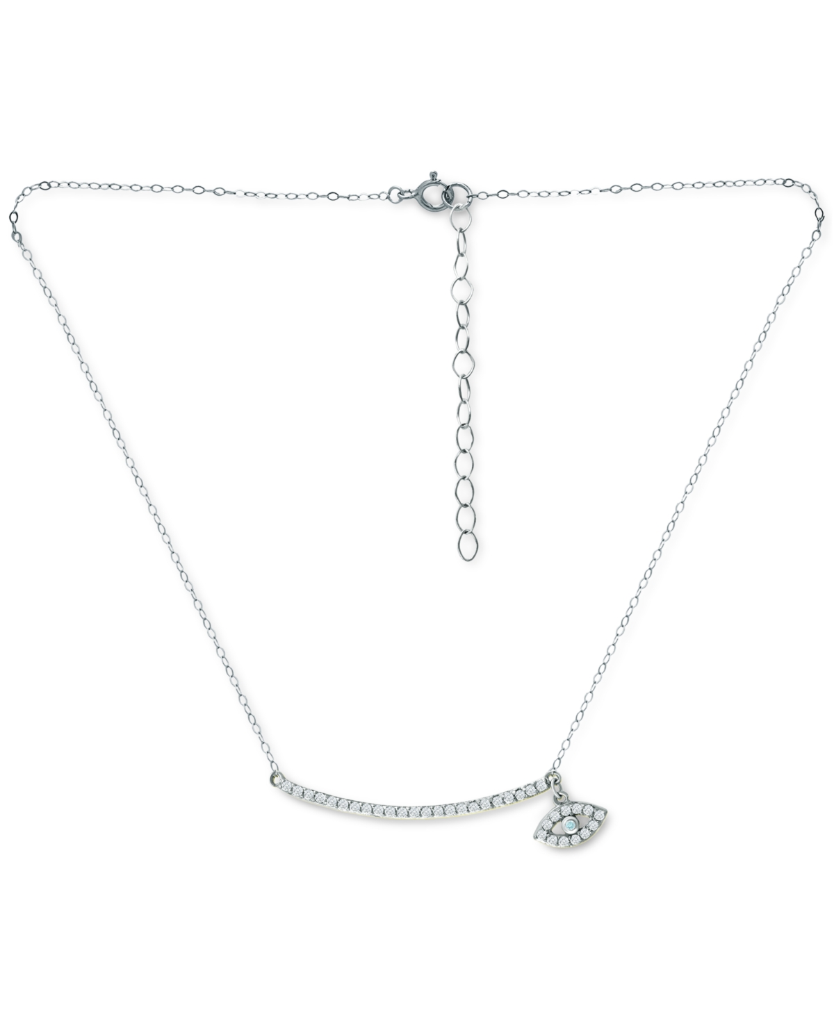Giani Bernini Cubic Zirconia Curved Bar & Evil Eye Pendant Necklace, 16