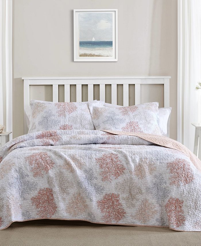 Laura Ashley Saltwater Reversible 3Pc. Quilt Set, King Macy's