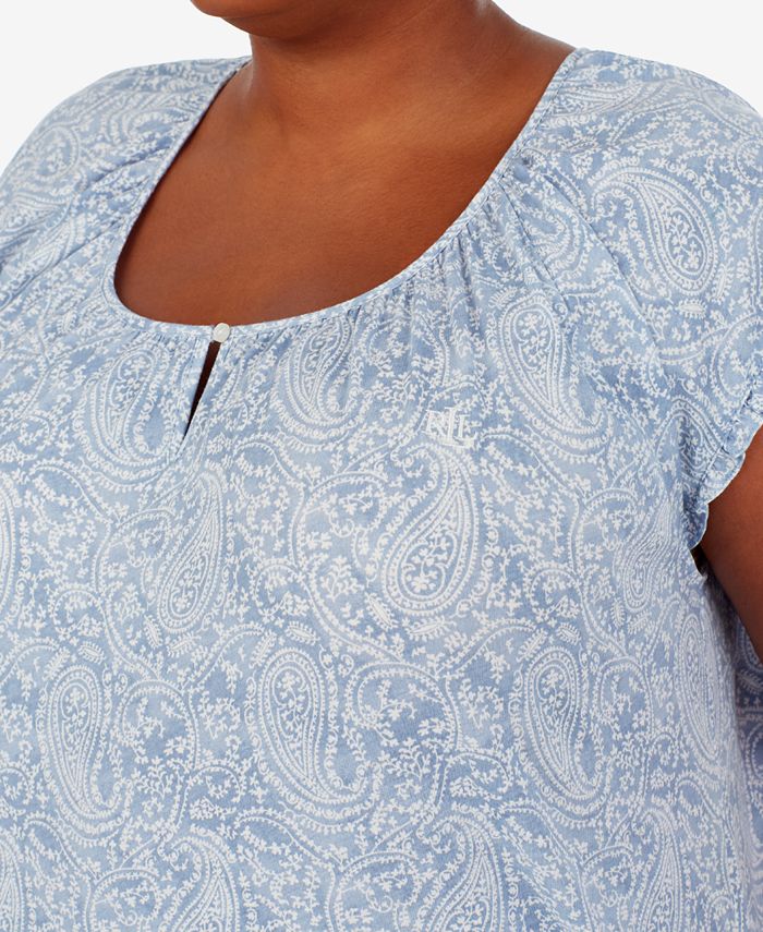 Lauren Ralph Lauren Plus Size Printed Cotton Ballet Nightgown Macy's