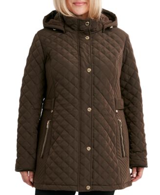 Plus Size Faux-Fur-Lined Quilted Coat 