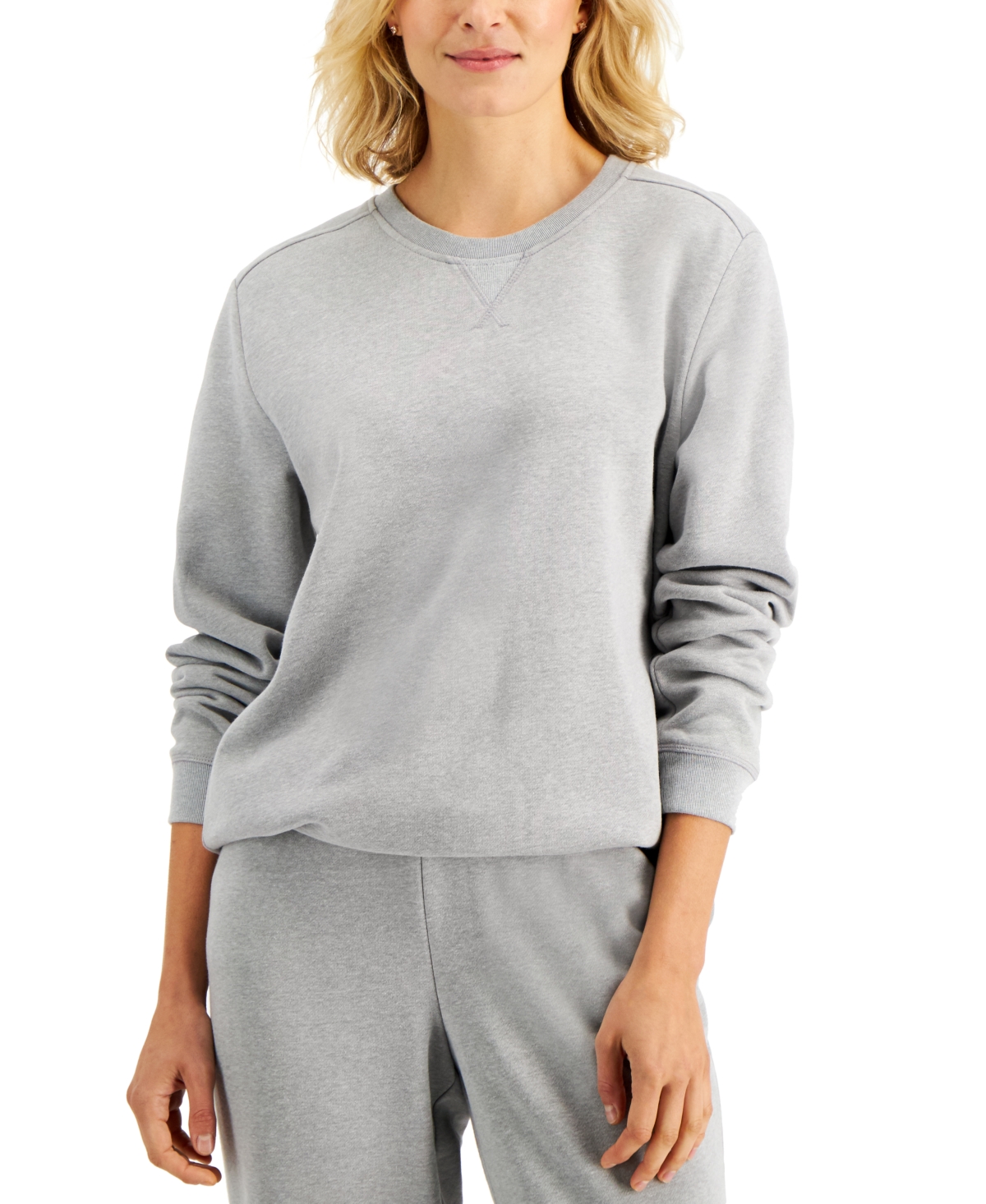  Karen Scott Crew Neck Fleece Sweatshirt, Created for Macy's