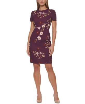 Calvin Klein - Petite Printed Puff-Sleeve Sheath Dress