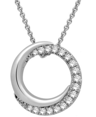 Macy's - Diamond Circle Pendant Necklace (1/4 ct. t.w.) in Sterling Silver, 16" + 2" extender