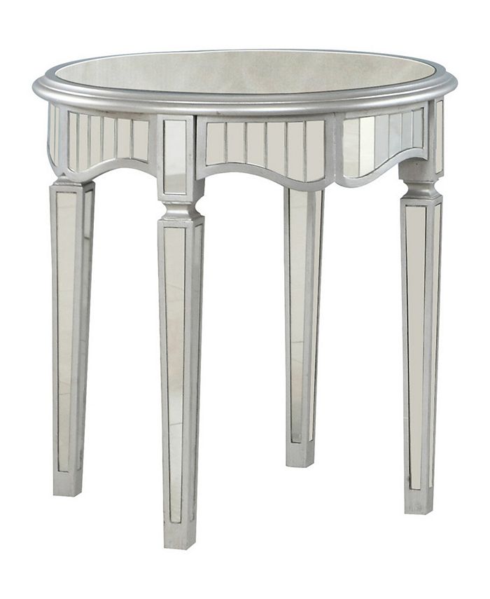 Best Master Furniture Inwood Park Royal Glam Round Mirrored End Table