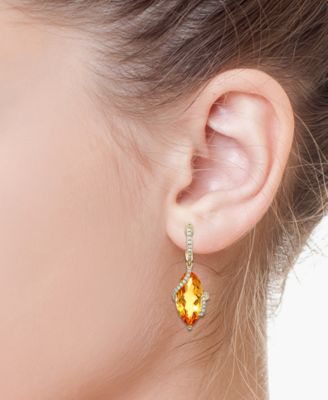 EFFY&reg; Citrine & Diamond Drop Earrings in 14k Gold (Also available in Pink Amethyst, Green Amethyst and London Blue Topaz)