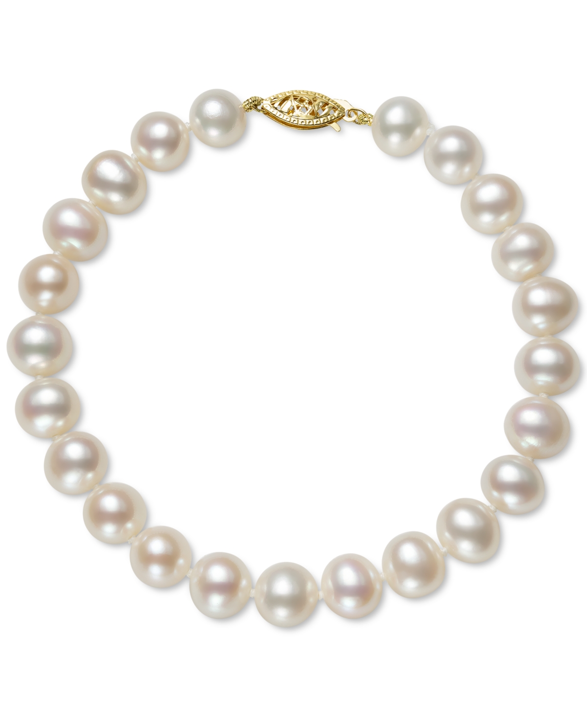Cultured Freshwater Pearl Bracelet (7-1/2mm) in 14k Gold - Yellow Gold