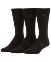 Perry Ellis Portfolio Men's 3-Pk. Luxe Moisture-Wicking Ribbed-Knit Logo Crew Socks - Black