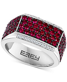 EFFY® Men's Ruby (2-1/2 ct. t.w.) & Diamond (1/10 ct. t.w.) Ring in Sterling Silver
