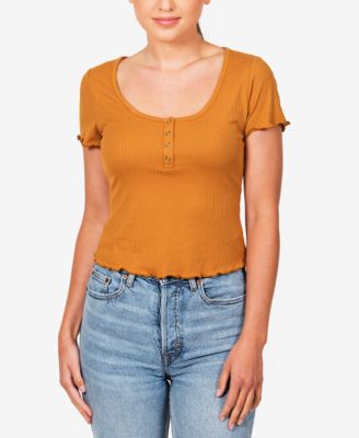 Pink Rose - Short-Sleeve Henley Top