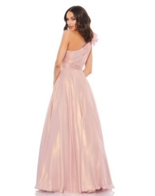 Mac Duggal Women's Iridescent One Shoulder Rosette Ball Gown