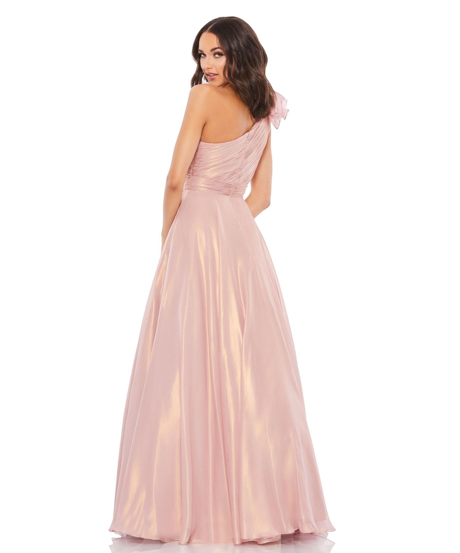 Women's Iridescent One Shoulder Rosette Ball Gown