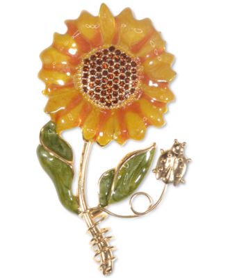 Charter Club - Gold-Tone Color Crystal Sunflower Pin