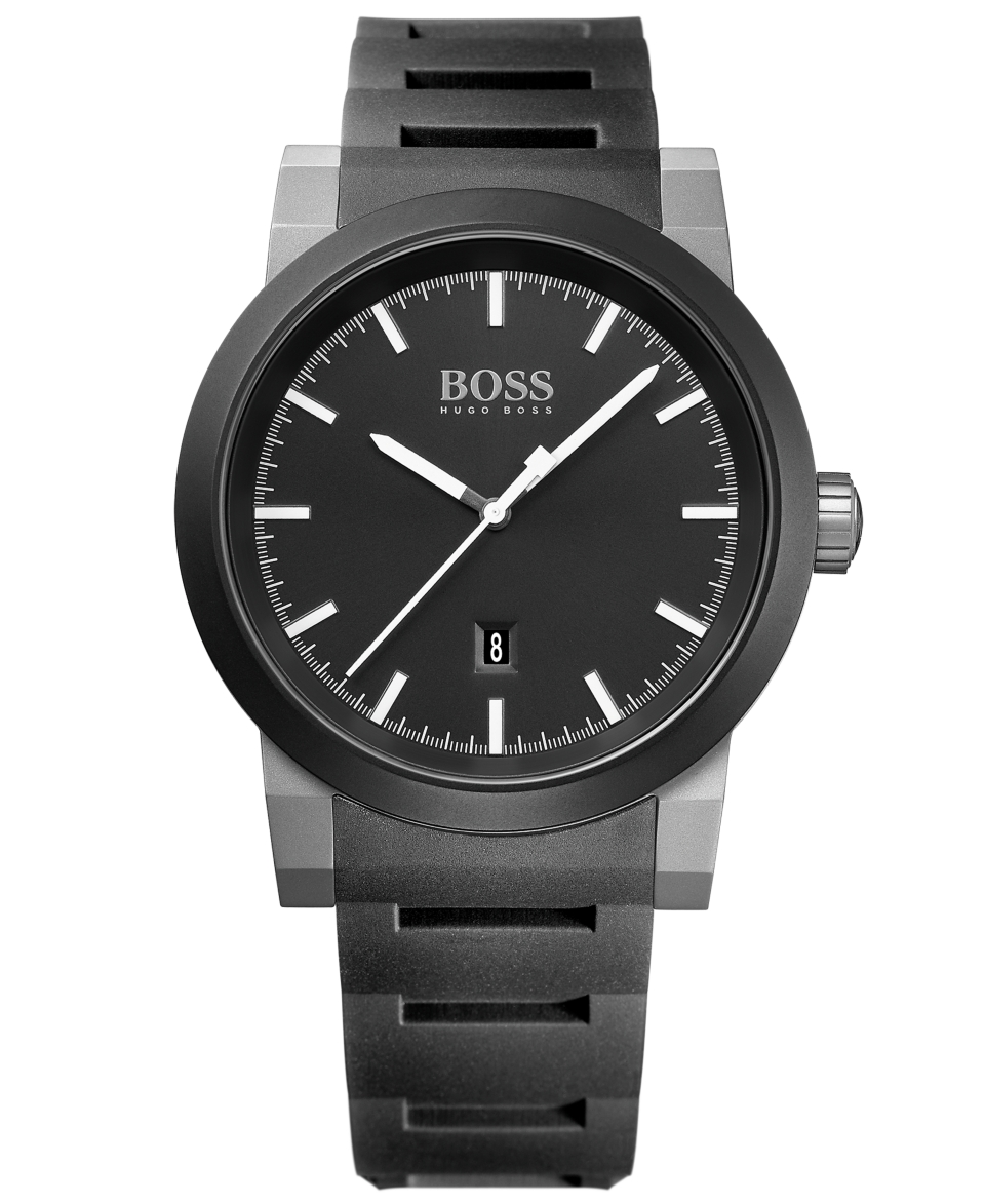 Hugo Boss Mens Neo Black Silicone Strap Watch 44mm 1512956   Watches