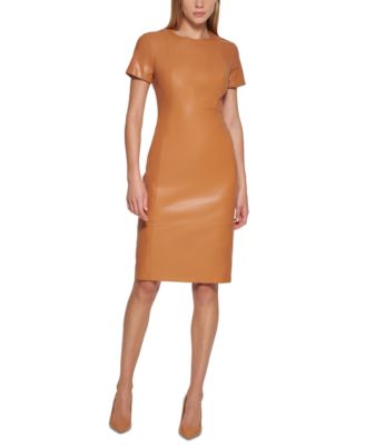 Calvin klein faux leather sheath dress on sale