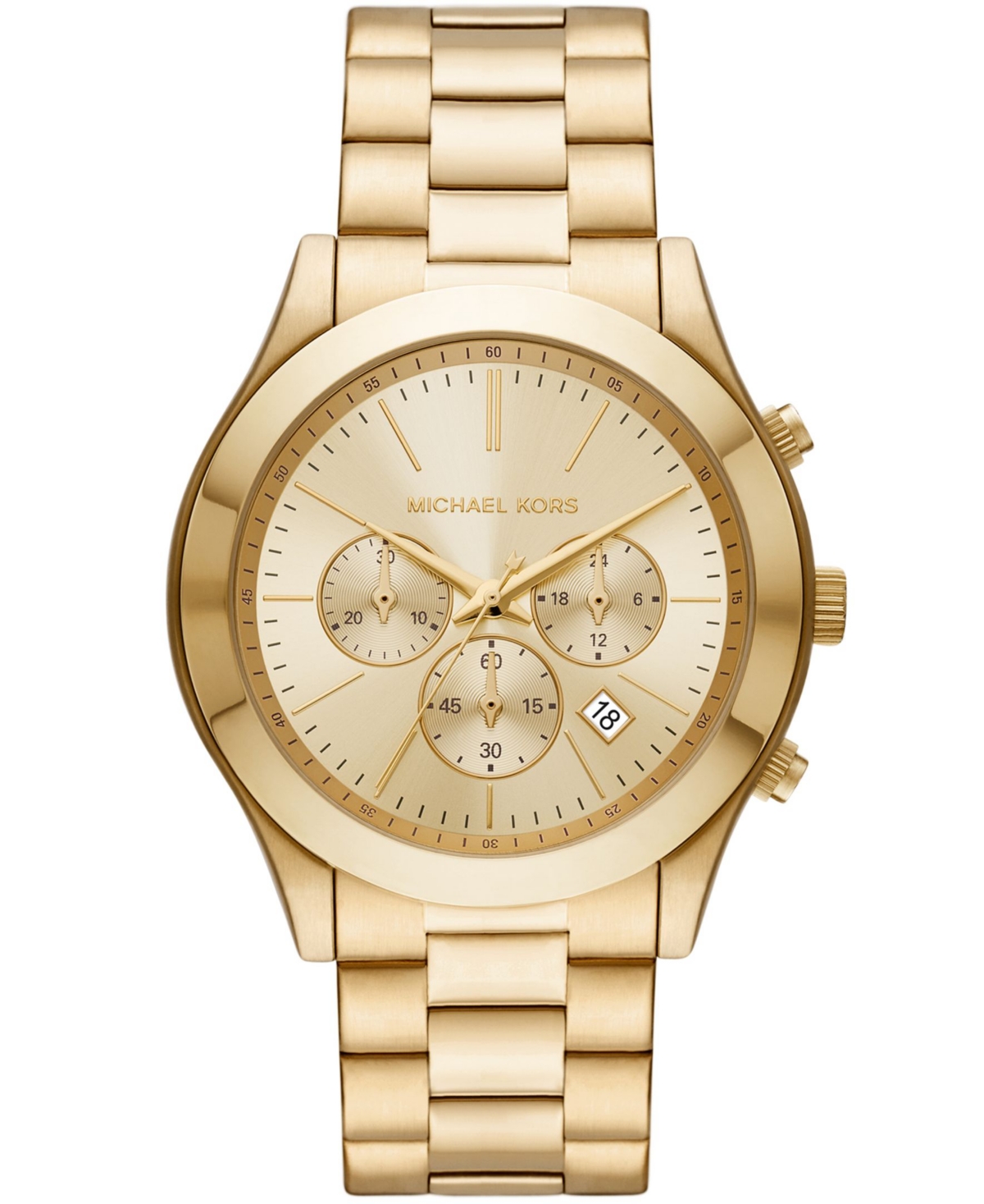 Michael Kors Men's Slim Runway Chronograph Gold-tone Stainless Steel Bracelet Watch 44mm In Gold- Tone