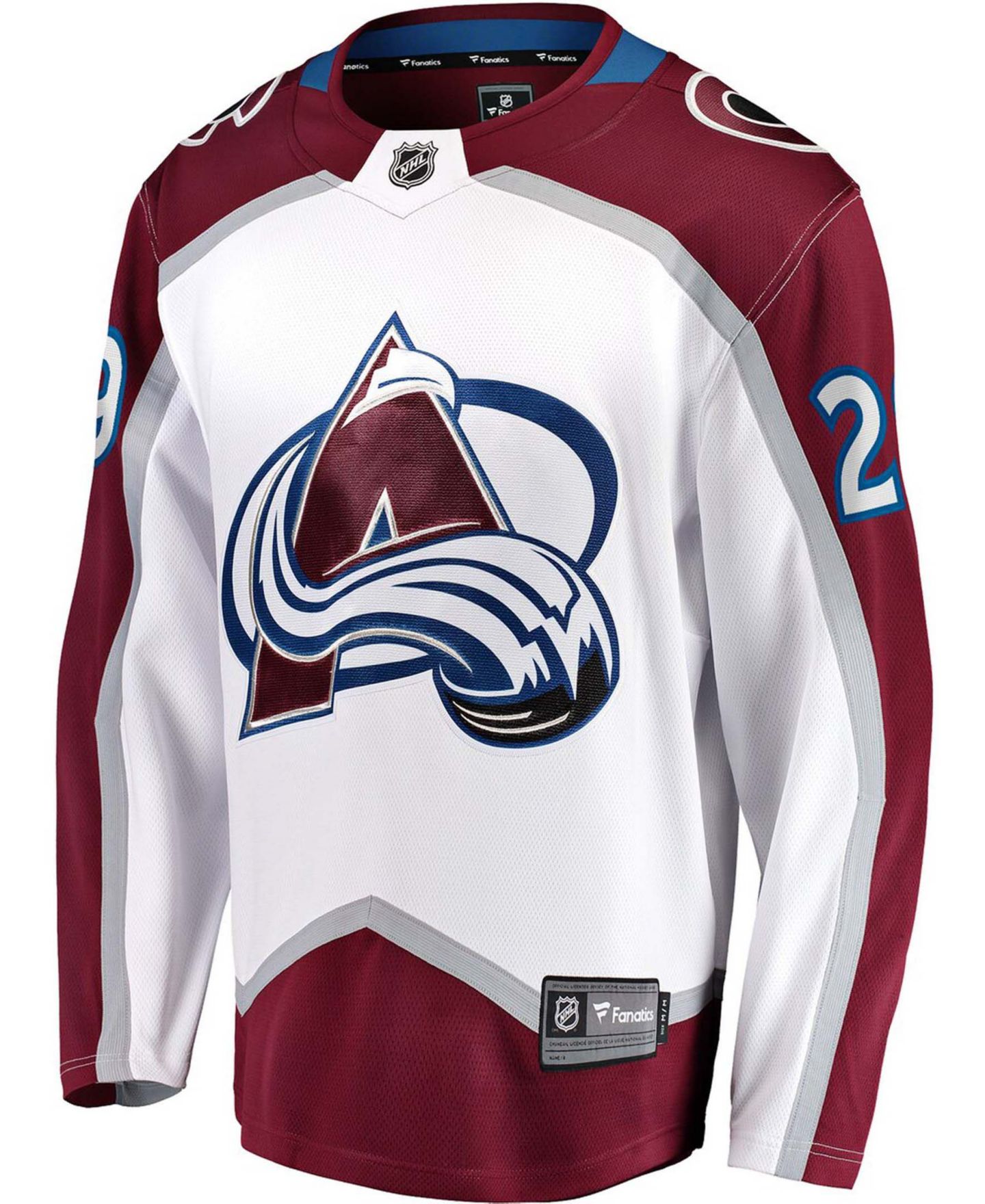 Мужской топ Fanatics Nathan MacKinnon White Colorado Avalanche Away Premier Breakaway Player Jersey — фото 3