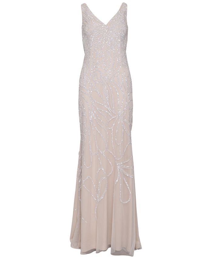 Adrianna Papell Embellished V-Neck Gown & Reviews - Dresses - Women