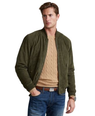 polo ralph lauren men's suede bomber jacket