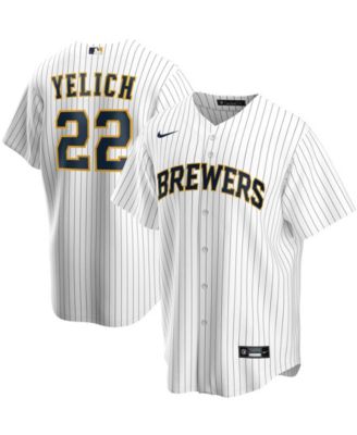 Men s Christian Yelich White Milwaukee Brewers Alternate Replica Player Jersey Macy s