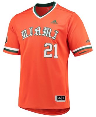adidas Men's Orange Miami Hurricanes Replica V-Neck Baseball