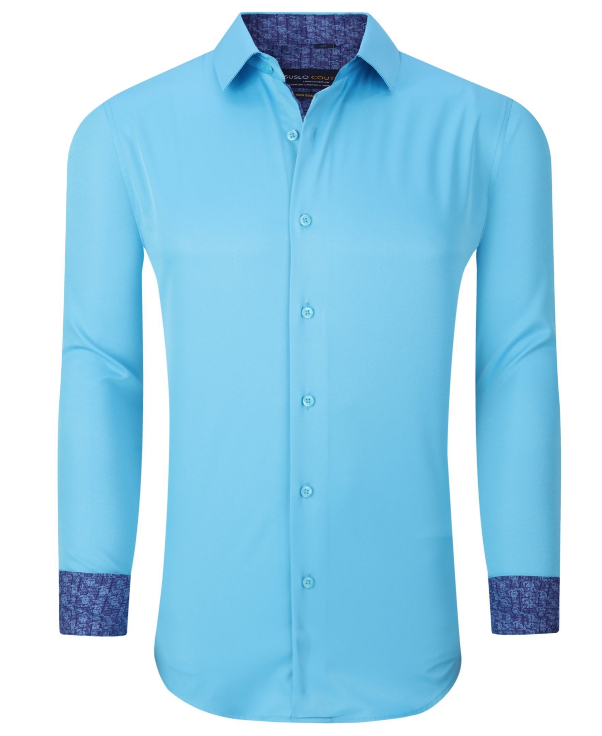 Men's Solid Slim Fit Wrinkle Free Stretch Dress Shirt - Turquoise