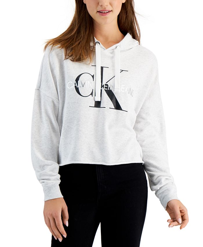 Calvin Klein Jeans Logo Hooded Cropped Sweatshirt & Reviews - Tops ...