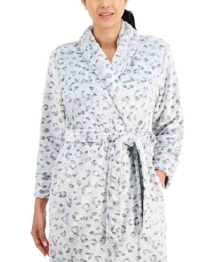 Charter Club AnimalPrint Wrap Plush Robe, Created for Macy's Macy's