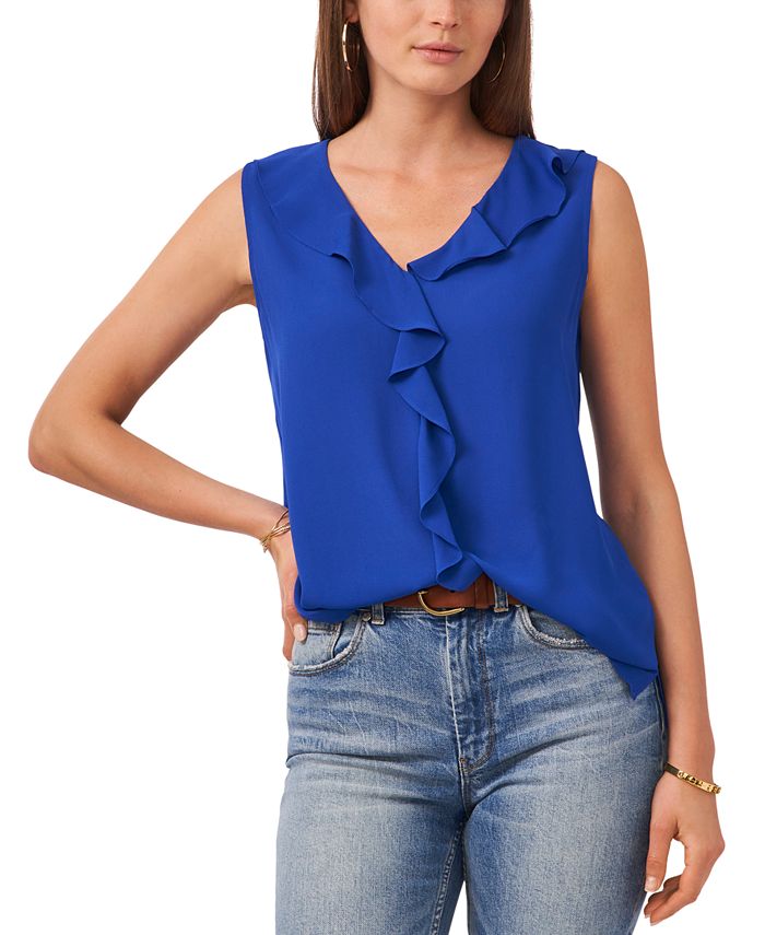 Vince Camuto Solid Sleeveless Ruffled Top Macy's