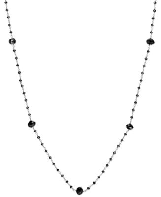 Black Diamond Station Necklace in 14k White Gold (10 ct. t.w.) - Macy's