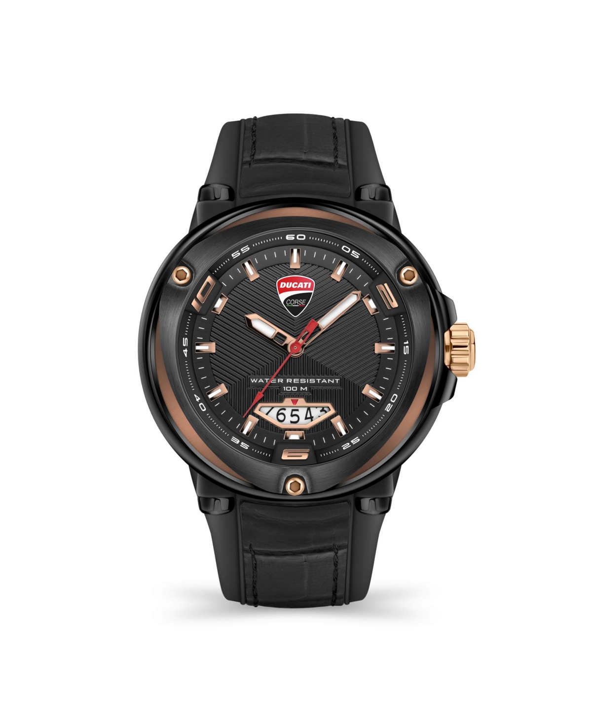 Ducati Corse Men's Partenza Black Silicone Strap Watch 49mm