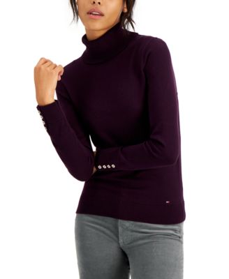 Cotton Button-Trim Turtleneck Sweater, Created for Macy's